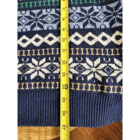 Lands' End Fairisle Wool Blend Sweater Men's L Holiday Preppy Nordic Snowflakes - Picture 2 of 10